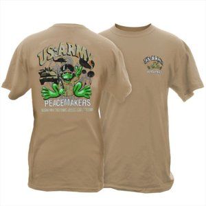 Peace Frogs "U S Army Peacemakers" XXL T-Shirt Tan 2XL New